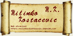 Milinko Kostačević vizit kartica